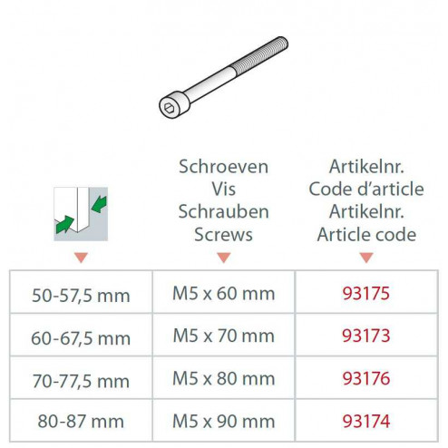 Cilinderkopschr. M5x70 voor VH roz. dd 60-67,5 mm