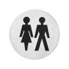 Intersteel Pictogram dames- en herentoilet zelfklevend rond rvs geborsteld