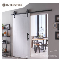 Intersteel DIY-schuifdeur Legno MDF wit gegrond 2115x930x38 mm + zwart ophangsysteem Wheel incl. schuifdeurkom en -greep