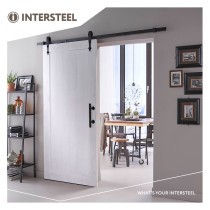 Intersteel DIY-schuifdeur Legno MDF wit gegrond 2115x930x38 mm + zwart ophangsysteem Classic incl. schuifdeurkom en -greep