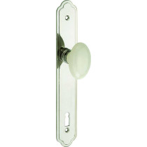 Knopkruk op schild Evelyne porselein BB 110 mm ivoor/glans nikkel