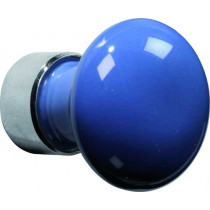 Meubelknop Paddenstoel porselein 30mm glans nikkel/blauw