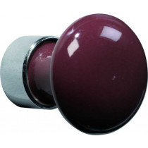 Meubelknop Paddenstoel porselein 30mm glans nikkel/Bordeaux