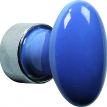 Meubelknop ovaal porselein 33mm glans nikkel/blauw