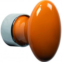 Meubelknop ovaal porselein 33mm glans nikkel/oranje