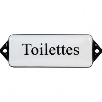 Emaille Tekst Toilettes 8x3cm wit/zwart