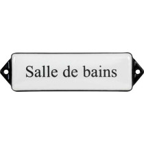 Emaille Tekst Salle de bains 10x3cm wit/zwart