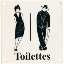 Emaille Picto Toilettes Kl.12x12cm ivoor/groen