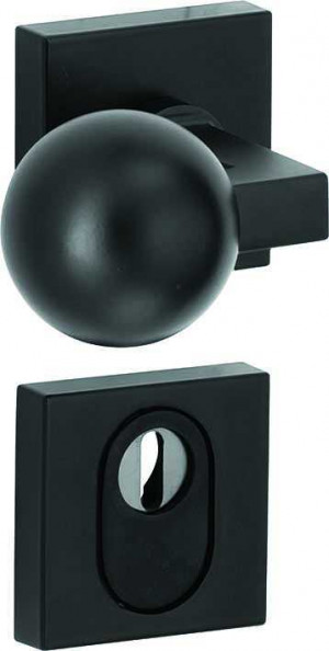 SKG3 knop/kruk op rozet rechts Kare/Bauhaus m/ KTB PC rozet mat zwart