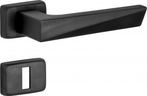 Deurkruk op rozet Mini V met sleutelrozet mat zwart PVD