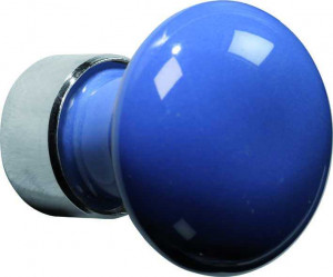 Meubelknop Paddenstoel porselein 30mm glans nikkel/blauw