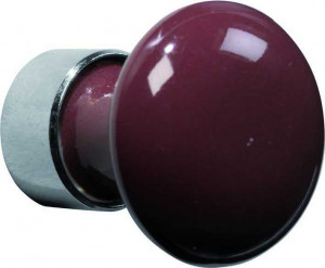 Meubelknop Paddenstoel porselein 30mm glans nikkel/Bordeaux