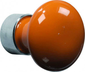 Meubelknop Paddenstoel porselein 30mm glans nikkel/oranje