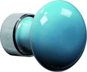 Meubelknop Paddenstoel porselein 30mm glans nikkel/turquoise