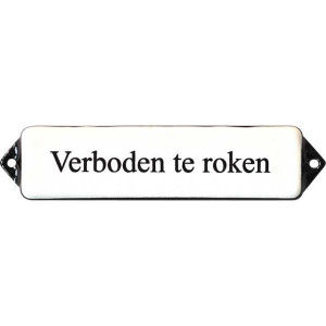 Emaille Tekst Rookverbod wit/zwart