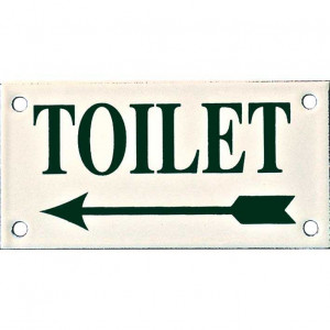 Emaille Pictogram Toilet links ivoor/groen