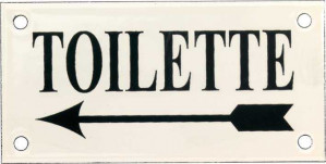 Emaille Picto Toilette LS Kl.6x12cm ivoor/groen